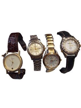 Vintage Lot Of 4 Watches Including Fossil Timex Belrus & Quartz 1380